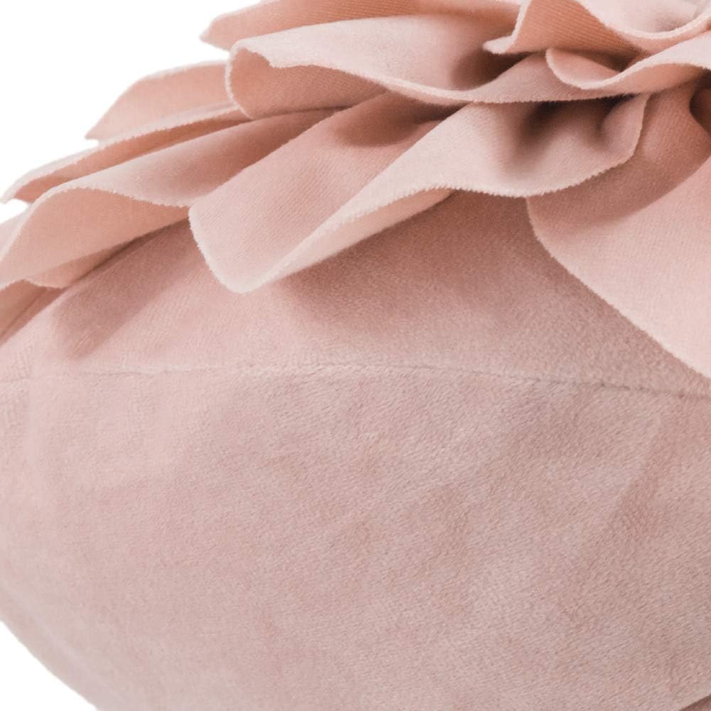 Decorative Throw Pillow 3D Flower Round Pillow Accent Handmade Cushion with Insert for Couch Bed Home Decor 14 inch Rose Gold