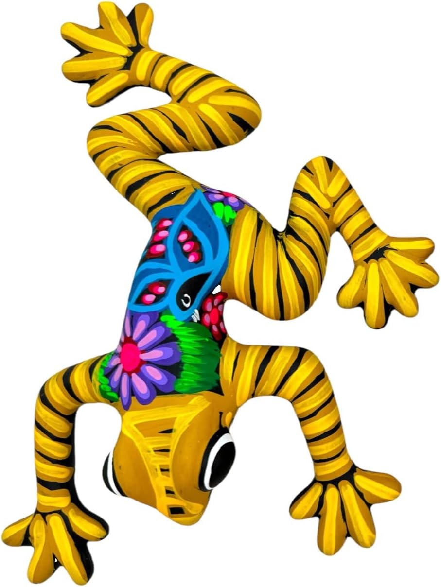 Generic Talavera Frog Guerrero Sculpture Mexican Pottery Folk Art Multicolor Home Decor Handmade Hand Painted Indoor Outdoor Garden 6"" (Multicolor 9)