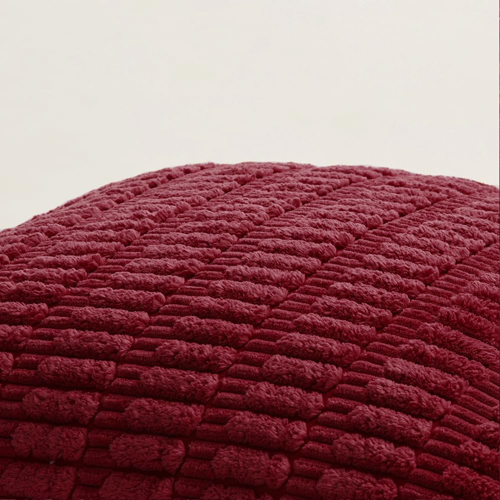 Fancy Homi 4 Packs Burgundy Decorative Throw Pillow Covers 24x24 Inch for Living Room Couch Bed, Holiday Christmas Home Decor Gift, Soft Plush Corduroy Cute Square Accent Cushion Case 60x60 cm