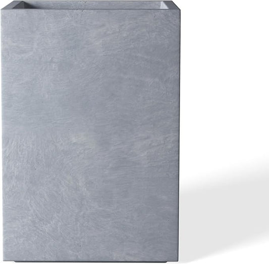 Kante 15.7" H Tall Rectangular Concrete Planters, Outdoor Indoor Lightweight Plant Pots with Drainage Hole and Rubber Plug, Modern Style for Home Garden Patio, Slate Gray