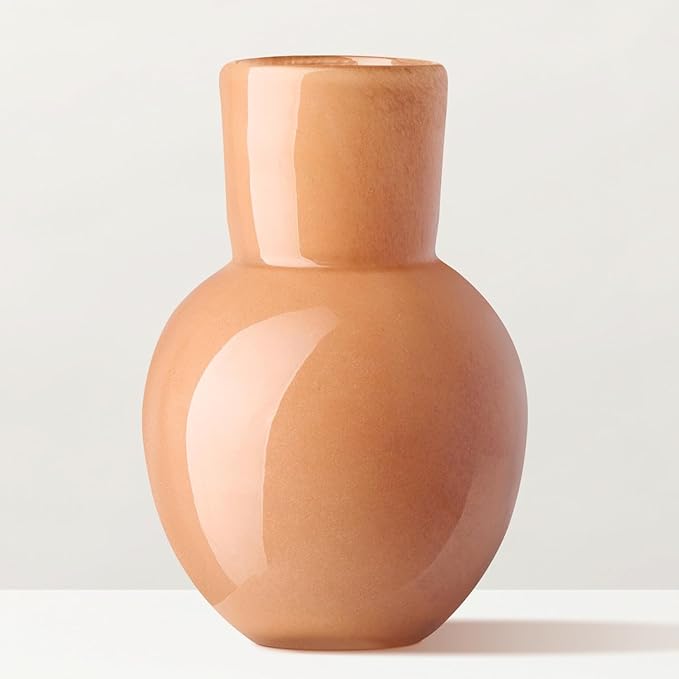 Torre & Tagus 6" Mouth Blown Art Glass Vase for Flowers - Apricot Orange Small Table Vase & Handmade Small Orange Accent as Cozy Home Decor, Neutral Bud Vases for Decorative Shelf Decor or Wedding