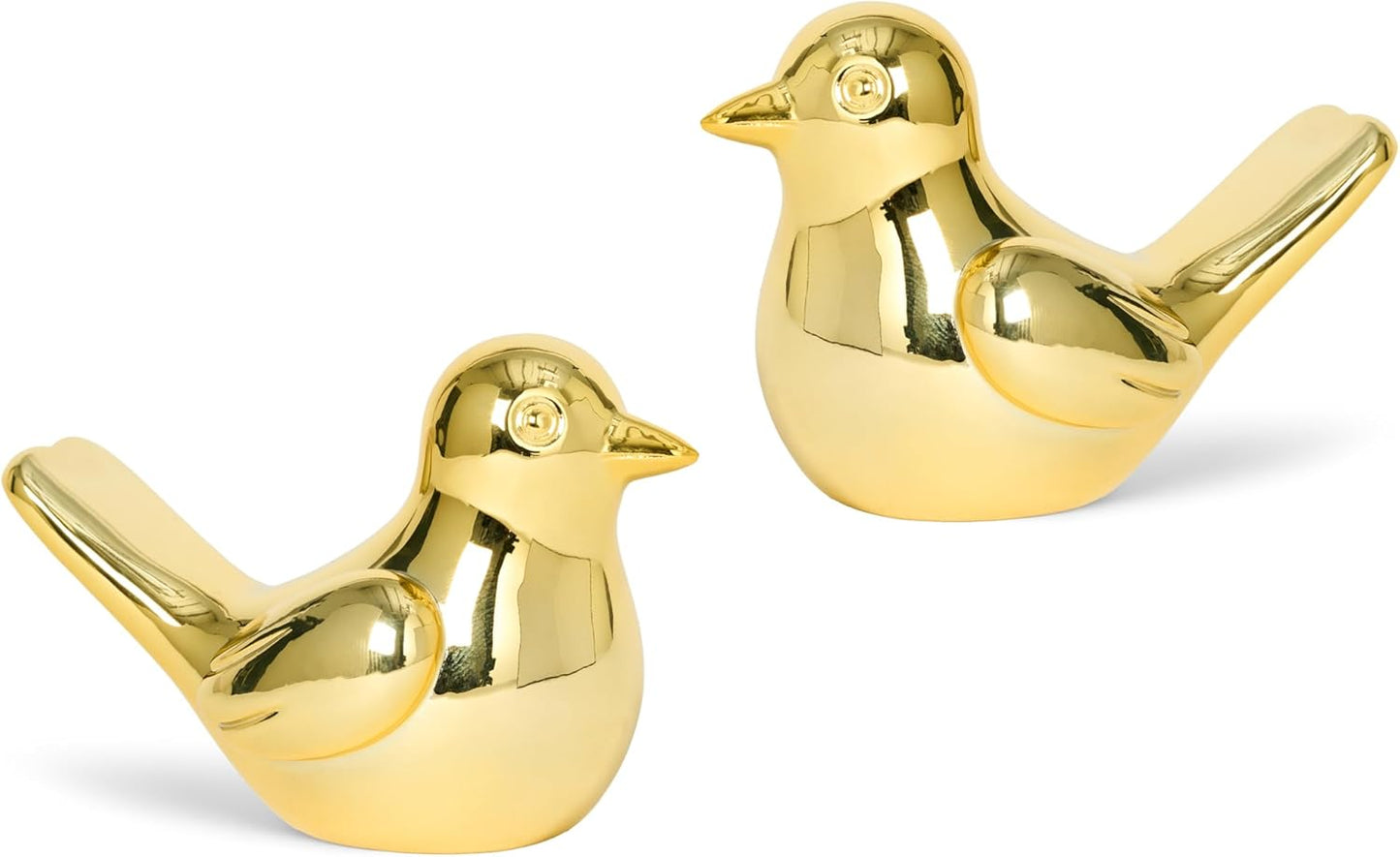 Big Bird Statue, 2-Pack 5 inch Shiny Gold Accent Knick Knacks Gifts, for Home Office Shelf Desk Coffee Table Decoration