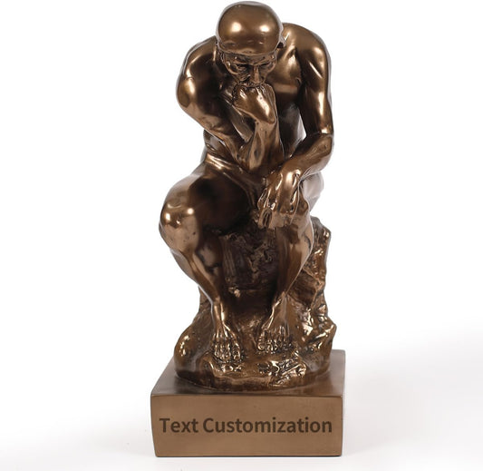 Magicsculp-Text Customization The Thinker Statue in Premium Cold Cast Bronze 8.8Inch Museum Grade Collectible Figurine-(Medium-Ornaments)