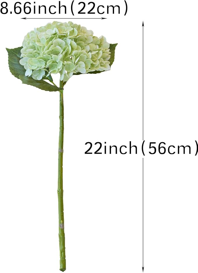 4PCS Artificial Flowers Large Hydrangeas Flowers Latex Bouquet for Wedding Bridal Office Home Party Decoration (4Pcs Light Green)