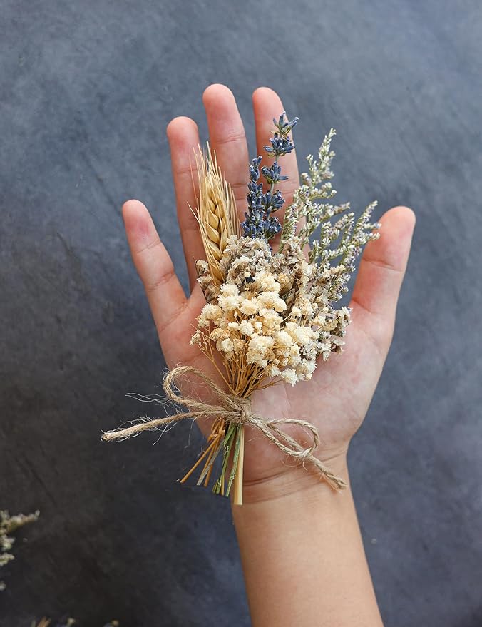 xin's convey Mini Flower Bouquet Set (12pcs), Cake Bouquet, Dried Flower Decoration, Shooting Prop, Envelope Decoration Dried Flower(Primary Colour)