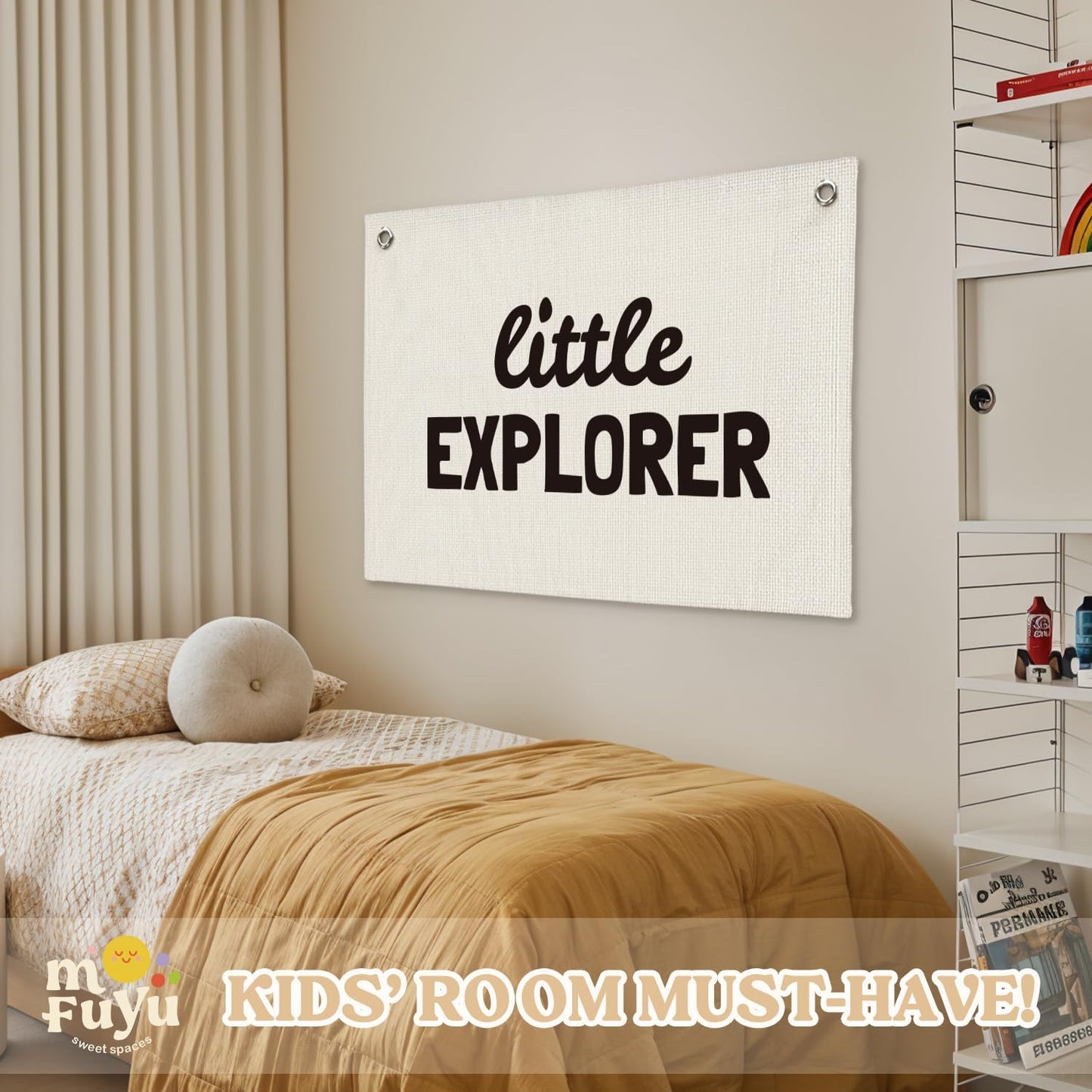 Little Explorer Canvas Banner,Boys Room Decor,Travel Themed Wall Hanging Banner Flag Decor for Nursery, Baby Shower Birthday Gift 30x20 Inch