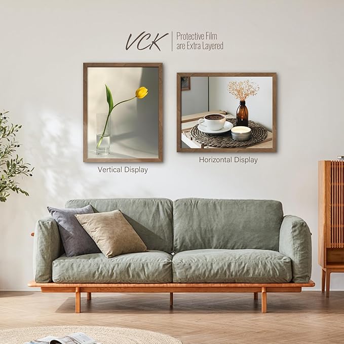 VCK 22x28 Poster Frame 3 Pack - Brown Walnut, Exclusive Natural Wood Grain Solid Wood Picture Frame, Wall Hanging