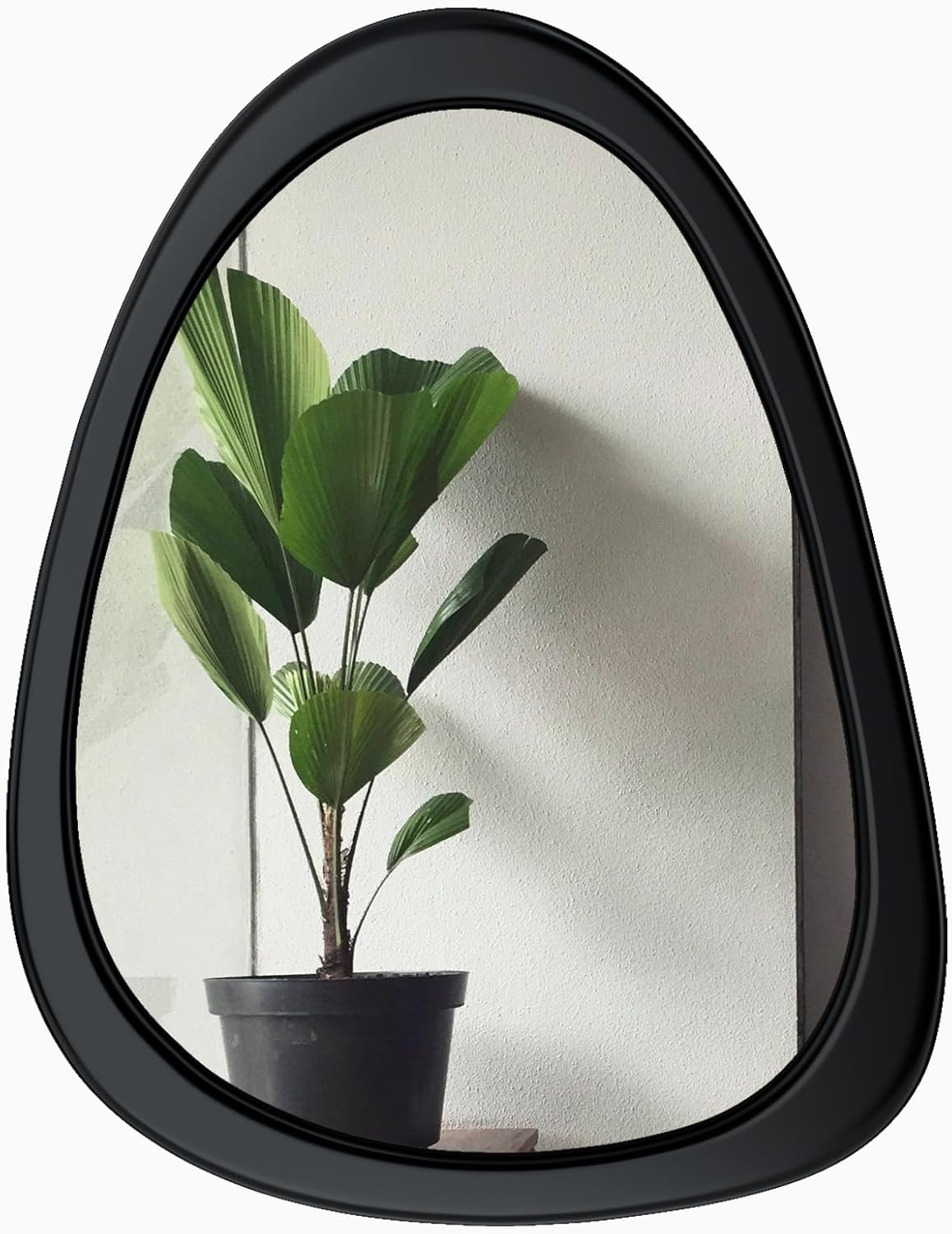 COOL2DAY Irregular Mirror,Asymmetrical Wood Wall Frame Mirror,Abstract Assymetrical Decorative Black Odd Shaped Mid Century Mirrors for Living Room Bedroom Entryway Bathroom Home Decor