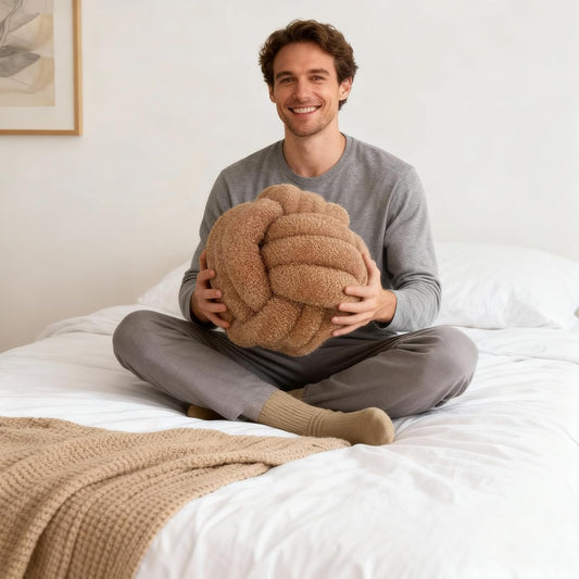 Knot Pillow Ball Plush - Decorative Throw Pillows for Bed Relieve Stress, Round Knot Cushion for Sofa Decor Pet Toy, Khaki 12 inch