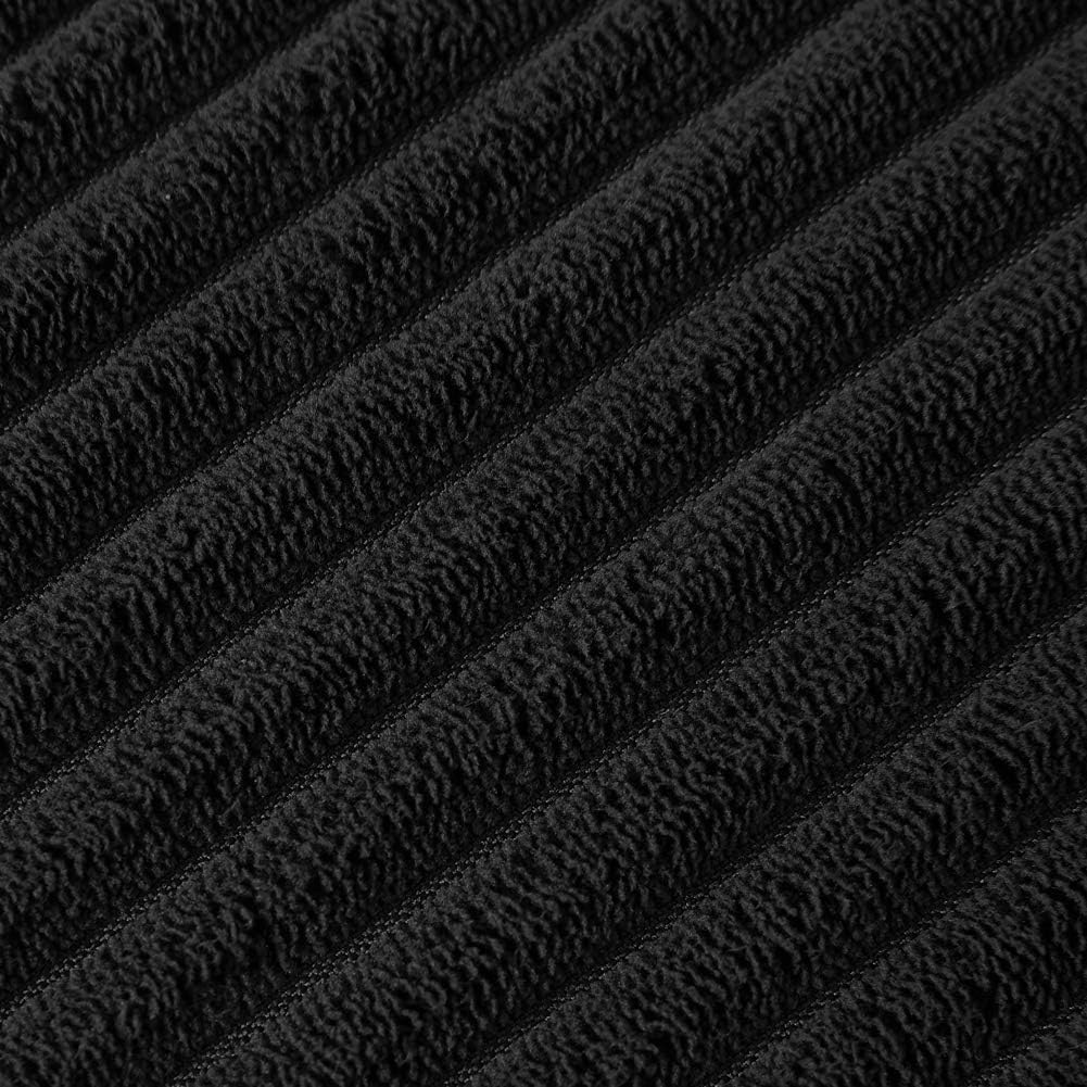 Fancy Homi Pack of 2 Black Decorative Throw Pillow Covers with Pom-poms, Soft Corduroy Solid Square Cushion Cases Set for Couch Sofa Bedroom Car Living Room (24x24 Inch/60x60 cm, Black)