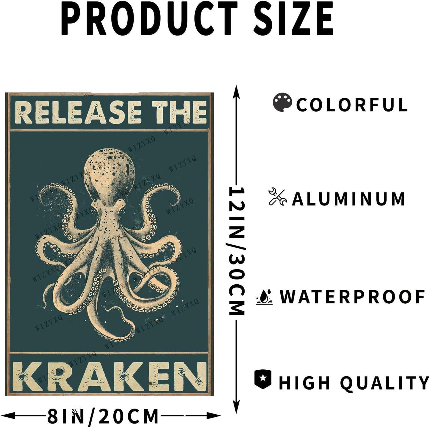 Metal Signs Release The Kraken Vintage Octopus Tin Sign for Home Office Kitchen Bar Cafe Garden Wall Decor 12x8 Inch
