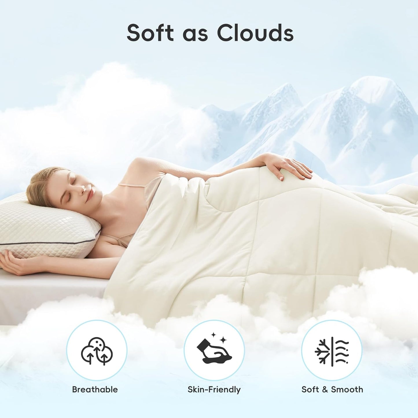 Cooling Comforter Full/Queen Size, All Season Blanket for Hot Sleepers, Lightweight Comforter for Night Sweats, Double-Sided Cooling Bedding for Bed, Sofa, Office, Camping (Beige,90"*90")