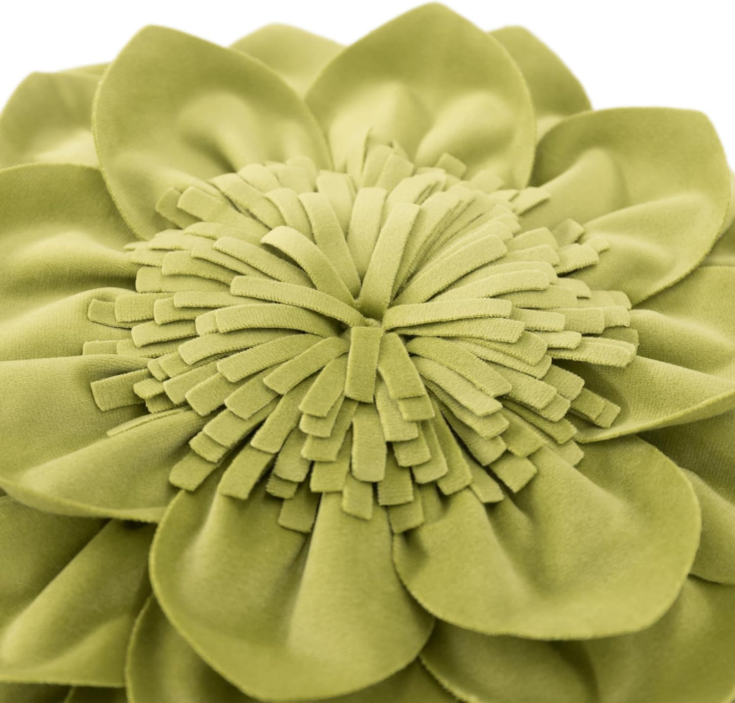 Decorative Throw Pillow 3D Flower Round Pillow Accent Handmade Cushion with Insert for Couch Bed Home Decor 14 Inch Green