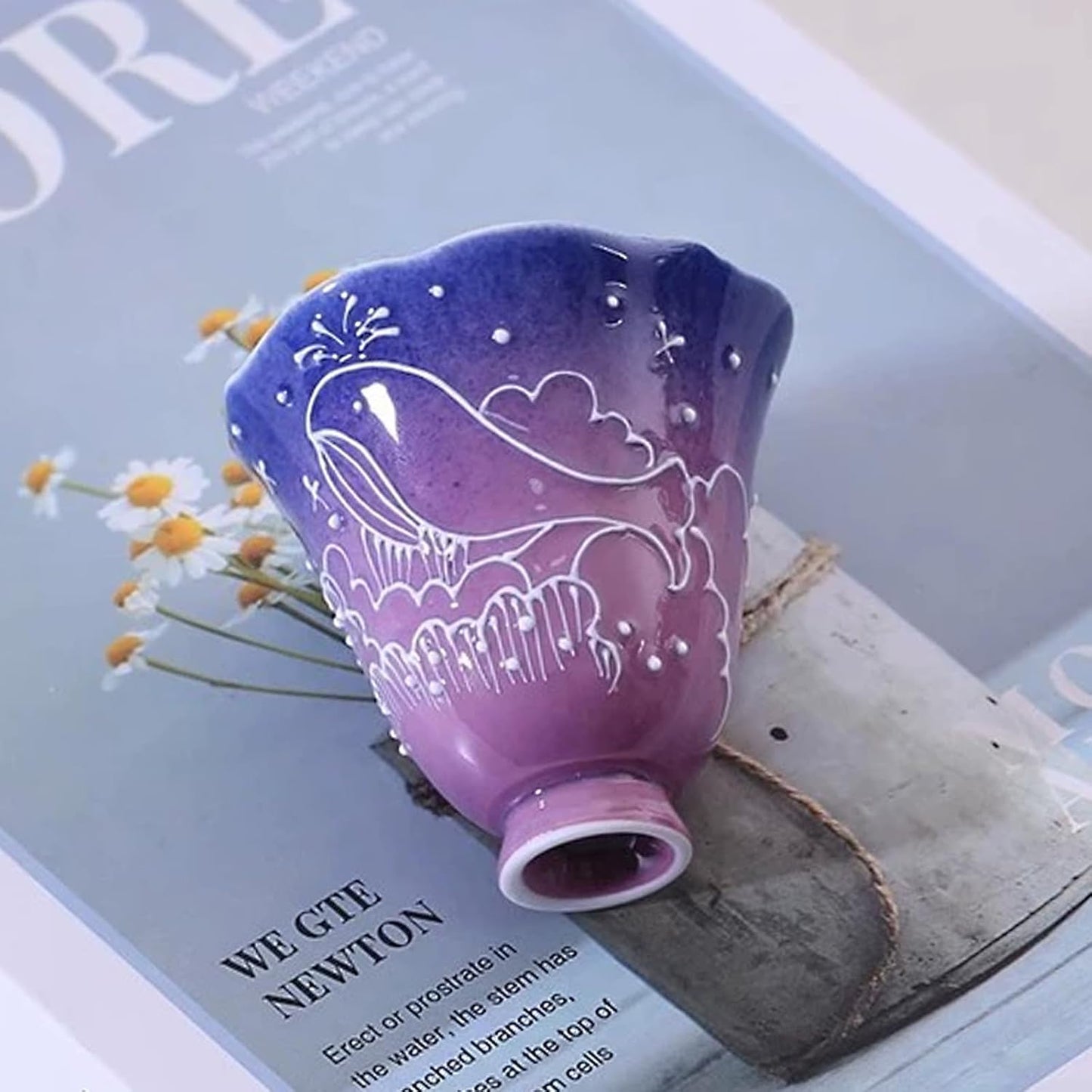 KAMMAK Ceramic Tea Cups Small, Cute Vintage Coffee Cup Set of 2, Porcelain Teacups Espresso Mug, 2oz Hand Painted Chinese Afternoon Tea Party Mugs, Birthday Gift for Women Men, Changqing Lingkou