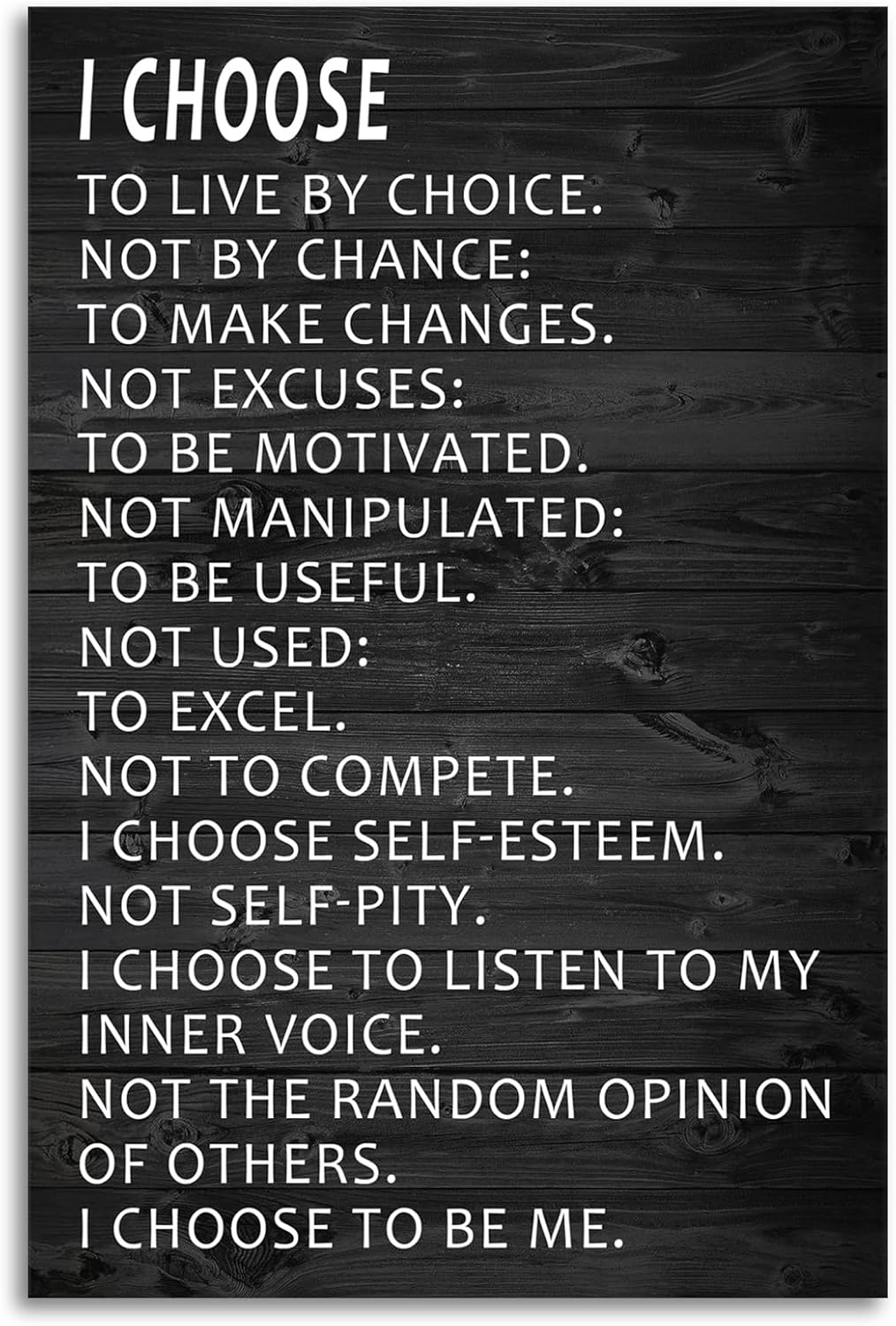 I Choose to Live by Choice Motivational Canvas Wall Art Inspirational Success Poster Quotes Canvas Artwork Picture Print Framed for Home Office Bedroom Living Room Wall Decor[24''W x 36''H]