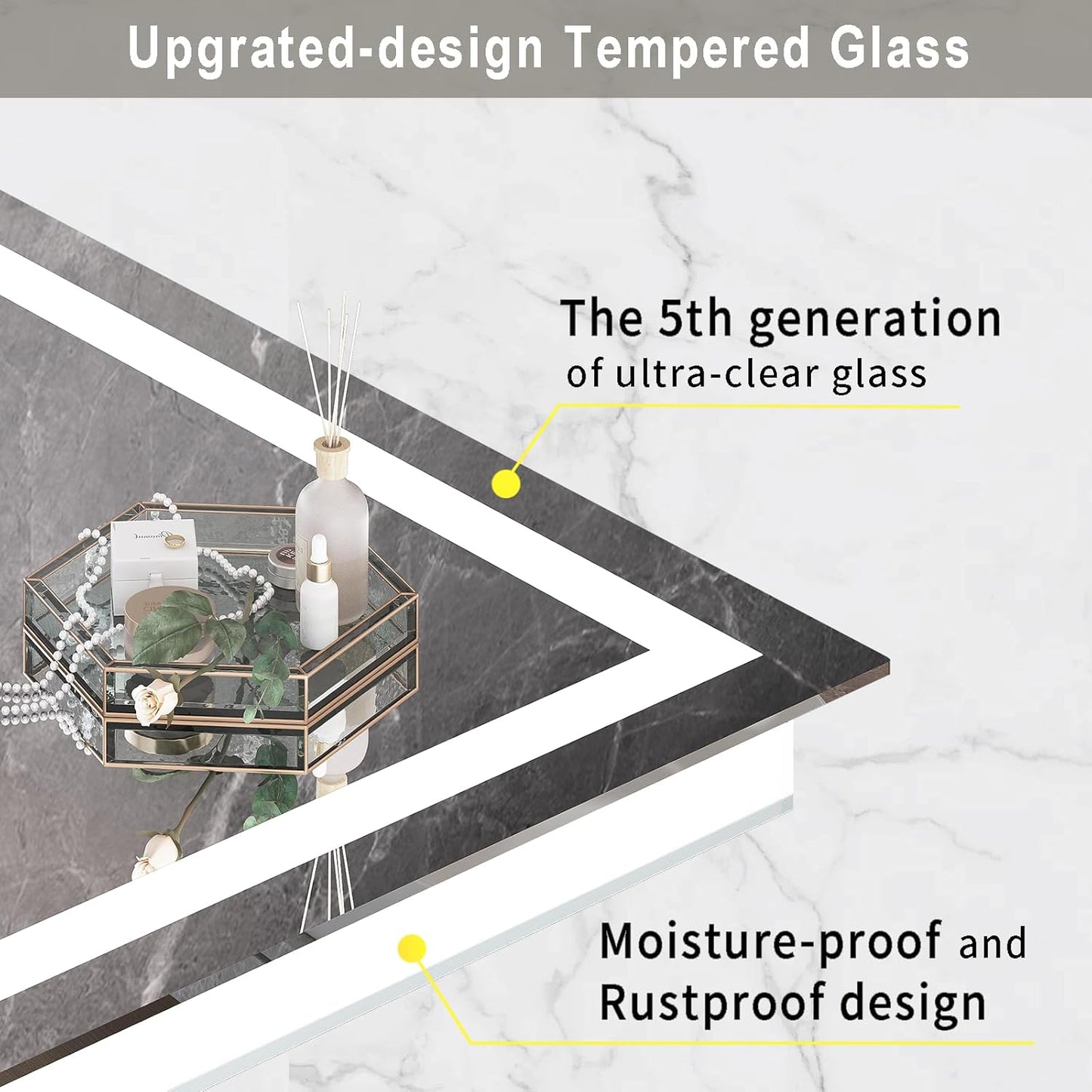 LED Mirror for Bathroom 48x28 Lighted Bathroom Vanity Mirrors with Lights, Brighter Frontlit and Backlit Anti-Fog Mirror, Tempered Glass, Dimmable 3 Colors Light Modes, Memory Function