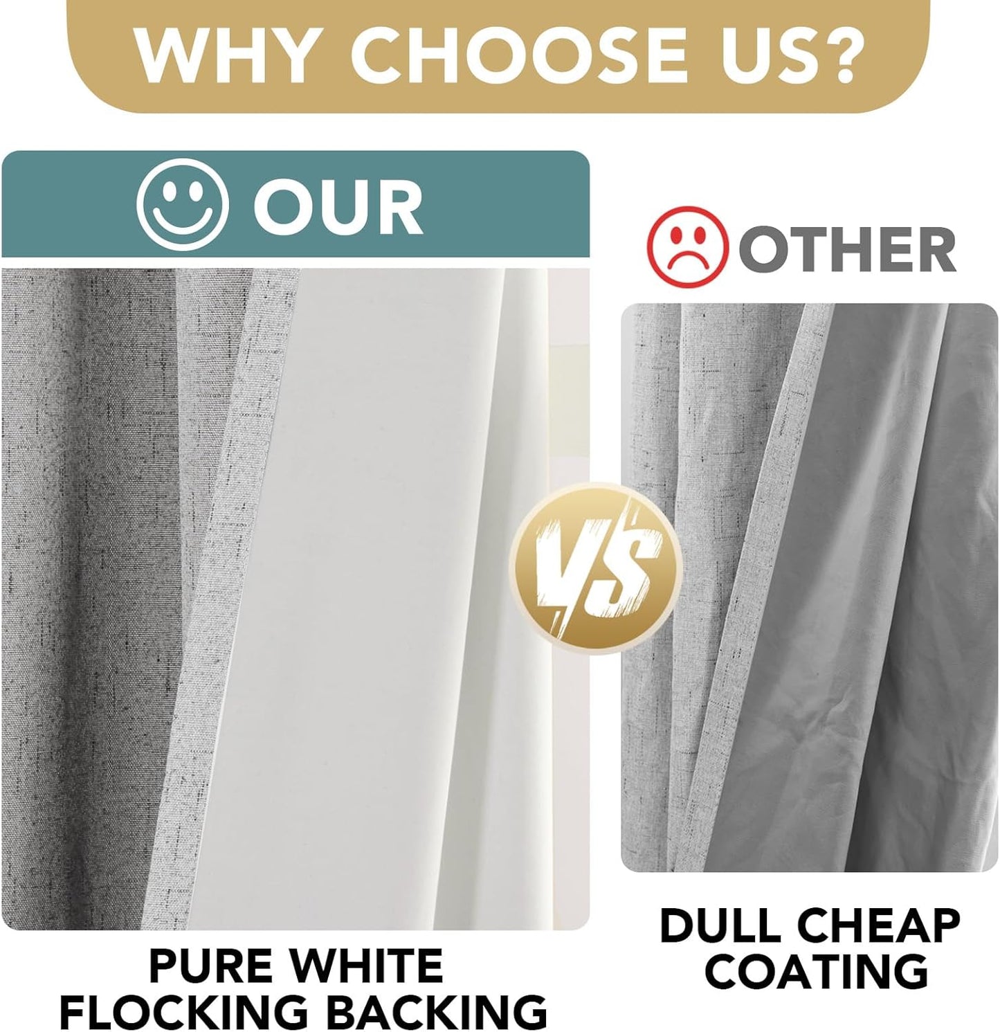 H.VERSAILTEX Linen Blackout Curtains Durable Thick Textured Linen Look 100% Blackout Patio Door Curtain Anti Rust Grommet Extra Wide Sliding Door Curtain Panel, Glacier Gray, W100 x L96 inch