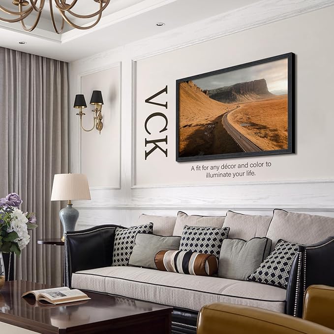 VCK 27x40 Frame for Poster & Picture - Black Oak 3 pk, Exclusive Natural Textured Solid Wood Frame, Wall Hanging