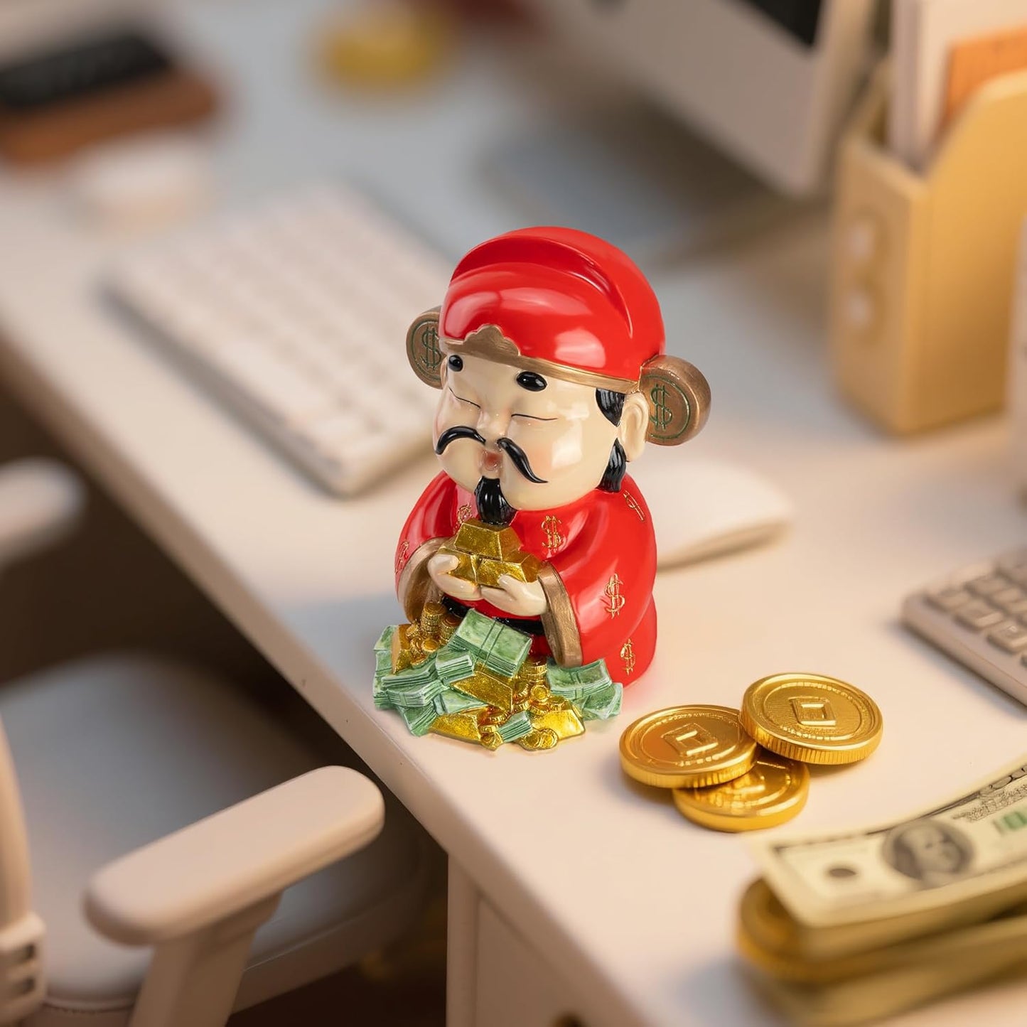 Feng Shui Wealth Statue, God of Wealth Collectible Figurine Deco Your Home, Office, Company, and Store, Bringing Good Luck and Money as a Symbol of Good Fortune