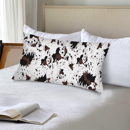 Cow Print Pillow Cases King Size Pillow Covers with Zipper,Cow White Brown Cowhide Printed Cushion Case Western Pillows Cover Farmhouse Decorative Pillowcase for Bed,Couch,Sleeping,20"x40"