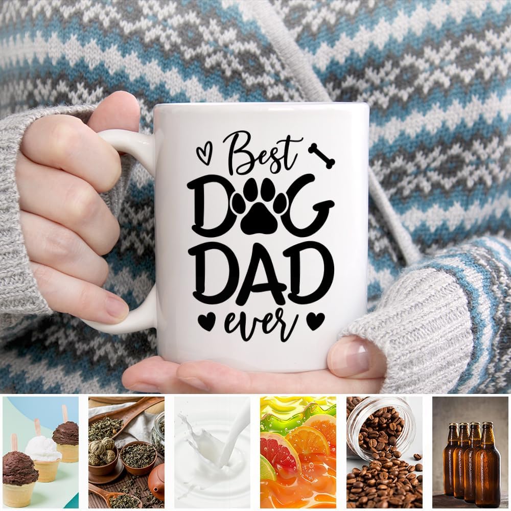 Best Dog Dad Ever Ceramic Coffee Mug for Men Dog Father, Funny 11oz Coffee Mug Gifts For Dogs Lover, Novelty Father's Day Christmas Birthday Gifts, Fur Dad Present, Dogs Father Mugs