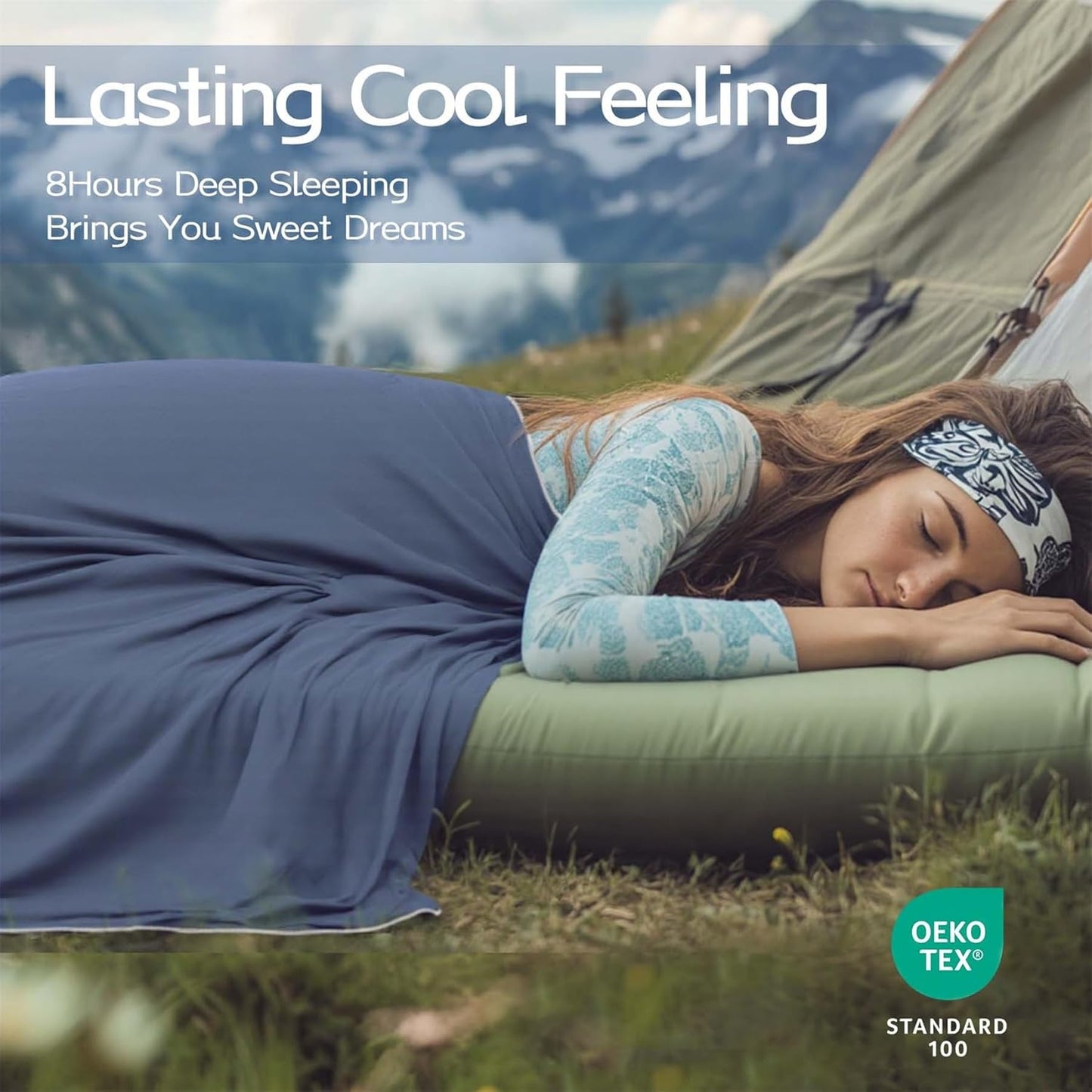 King Cooling Comforter with Tencel™ Fill for Hot Sleepers & Night Sweats - Lightweight, Breahtable,Double-Sided Cold Blanket All Season Thin Bedding (Blue, Cali King 106"x 90")