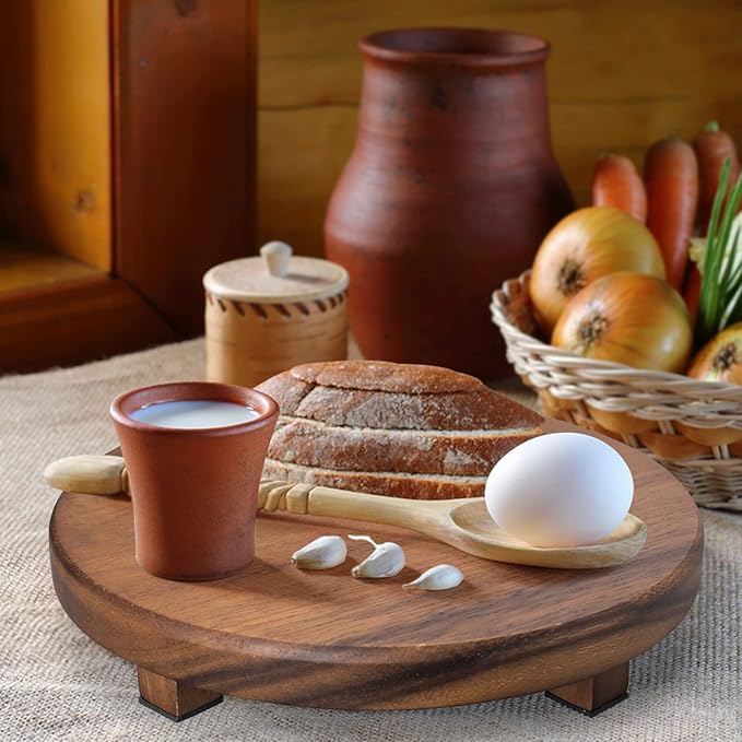 Walnut Wood Pedestal Stand, Decorative Wood Riser For Display, Farmhouse Decor Soap Tray, Displays Your Plant Bottles Candles for Your Home (Round,9 x 1.57Inch)