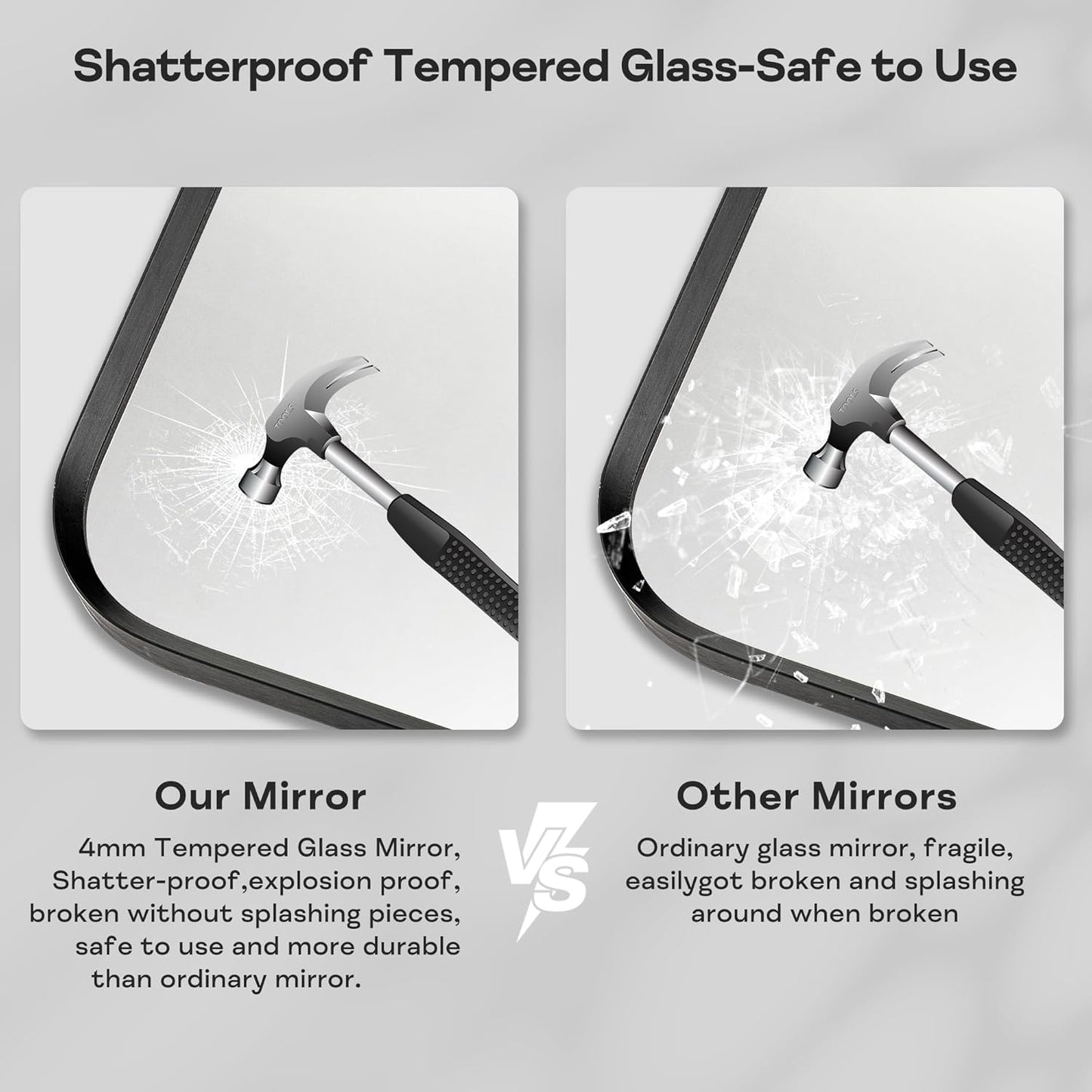 Black Metal Framed Bathroom Mirror for Wall, Large Brushed Matte Black Rounded Corner Rectangular Bathroom Vanity Mirror, Anti-Rust, Tempered Glass (28" x 36", Black)