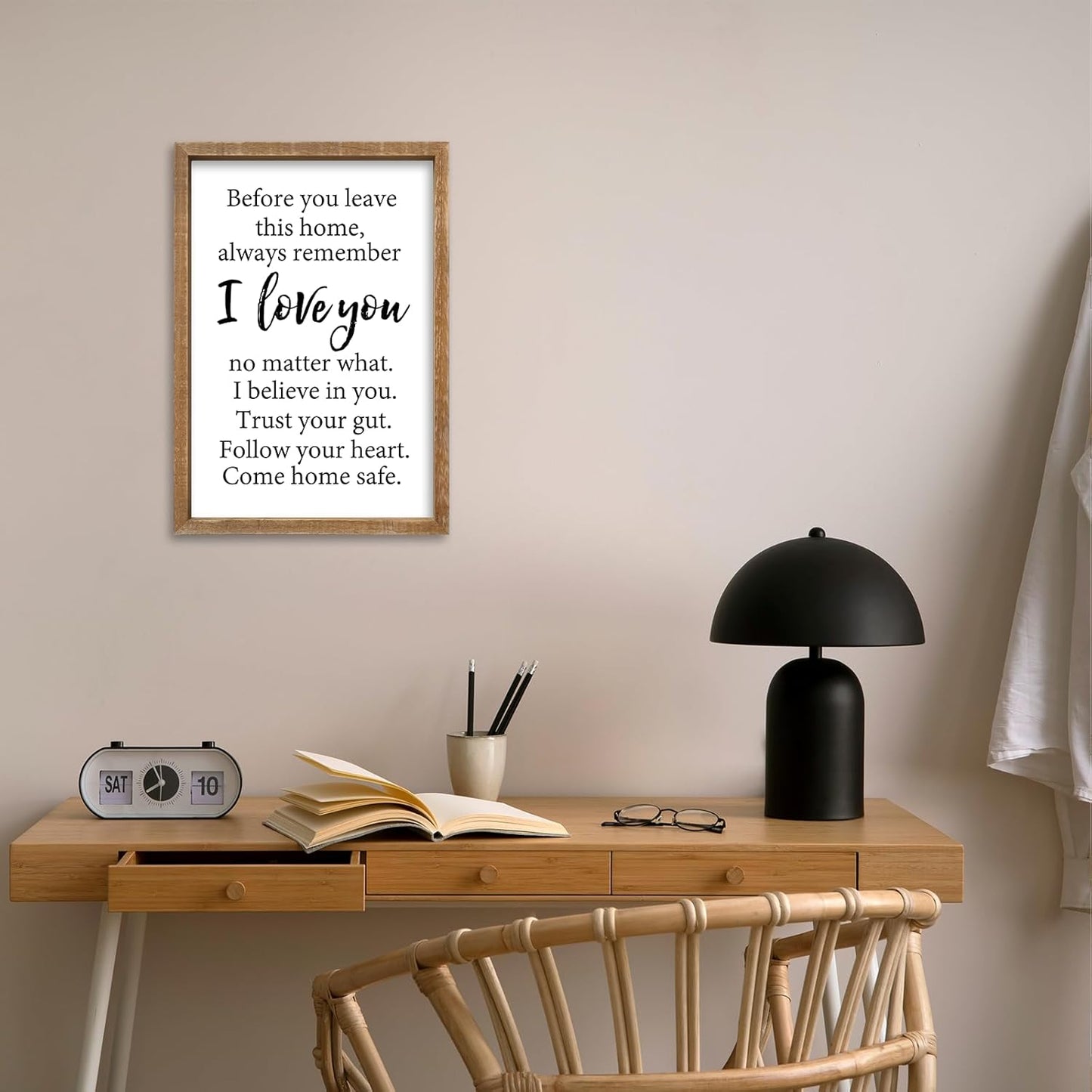 Before You Leave This Home Sign Wall Art Decor 16x11 Inch Rustic Farmhouse Living Room I Love You Inspirational Family Wood Framed Sign Entryway Motivationa And Romantic Wall Hang (Wood)