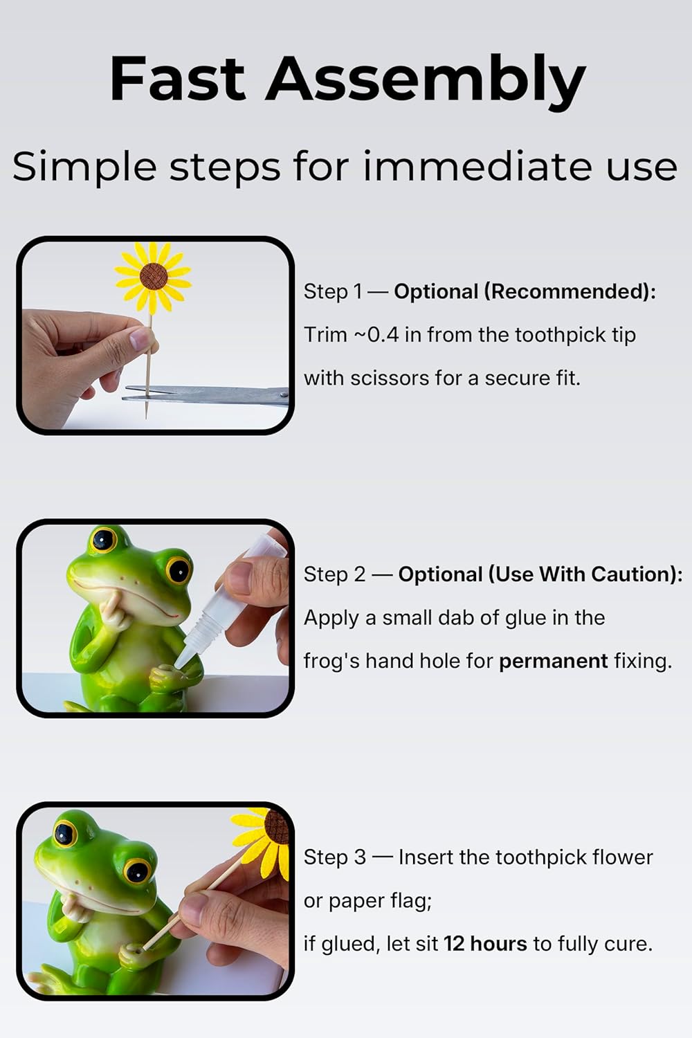 Frog Figurine, Whimsical Hand-Painted Resin Frog Statue with Flower and Flag, Shelf Decor for Living Room Desk Office, Charming Funny Frog Garden Decor, Frog Birthday Gift for Women