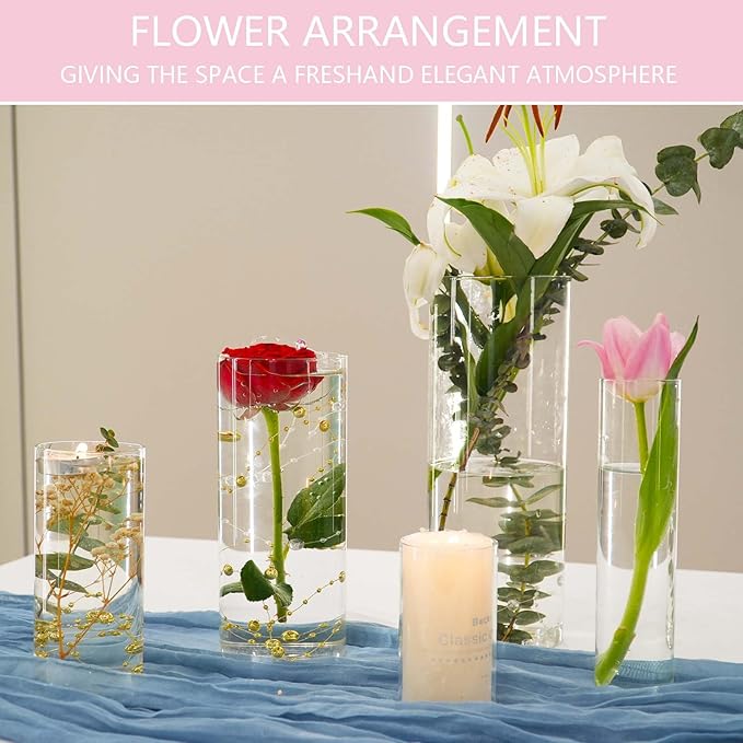 30pcs Glass Vase Cylinder Vases for Centerpieces Small Flower Glass Clear Vases Home Decor Centerpiece Table Flower Vase Decorations for Wedding Decoration＆Holiday Mixed Sizes Tall