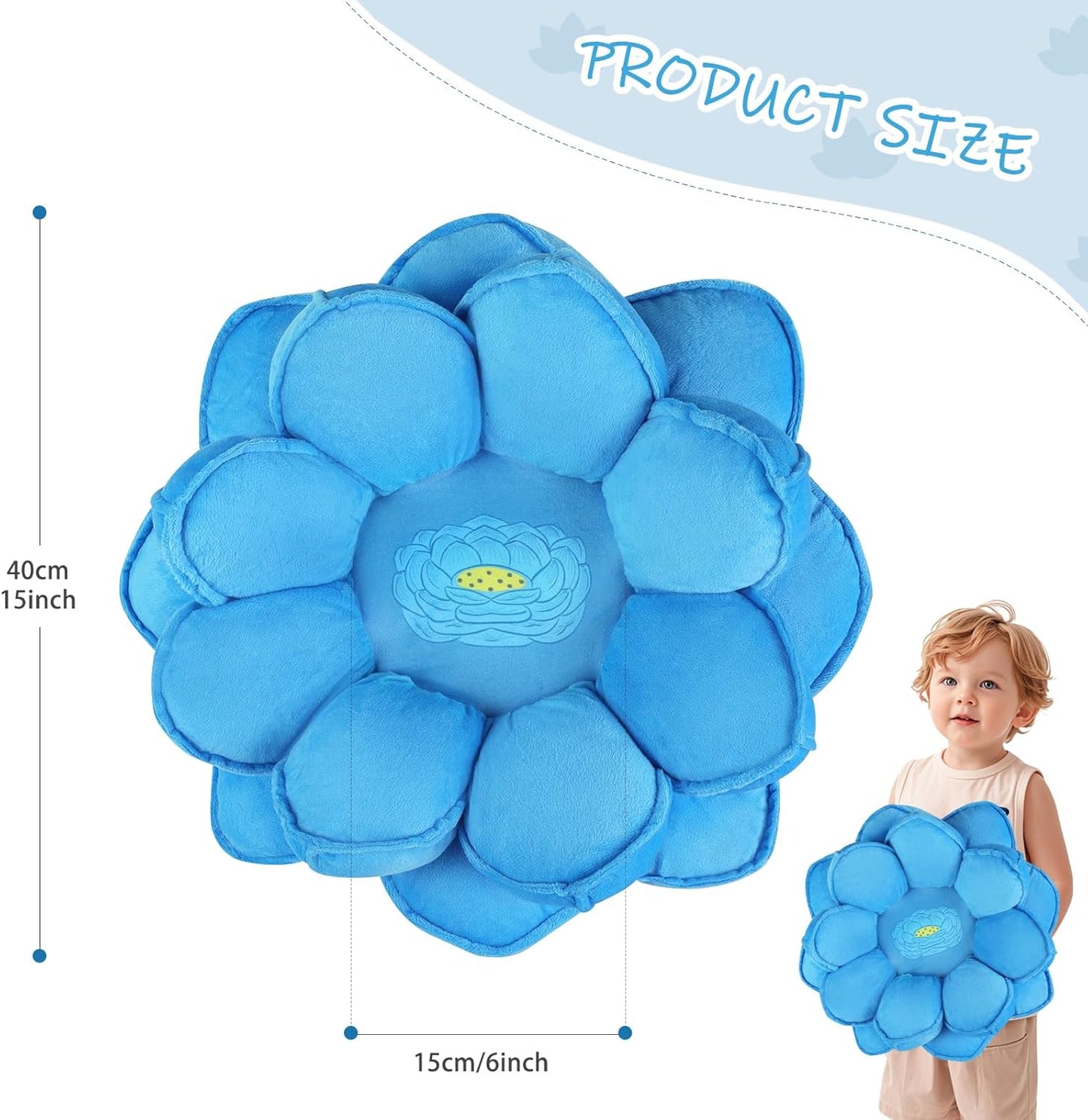 Lotus Flower Floor Pillows, Large Cushion Inspired by Lotus Flower Design, Decorative Seating for Living Room, Bedroom, and Lounge, Soft Washable Floor Cushion for Relaxation, and Family Activities