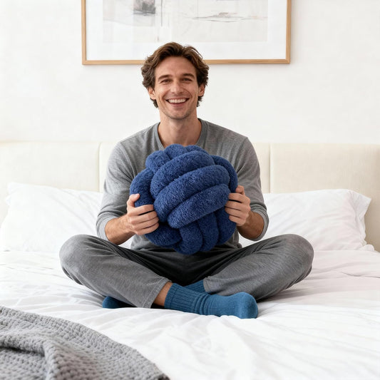 Knot Pillow Ball Plush - Decorative Throw Pillows for Bed Stress Relief, Round Knot Cushion for Sofa Decor Pet Toy, Navy 12 inch
