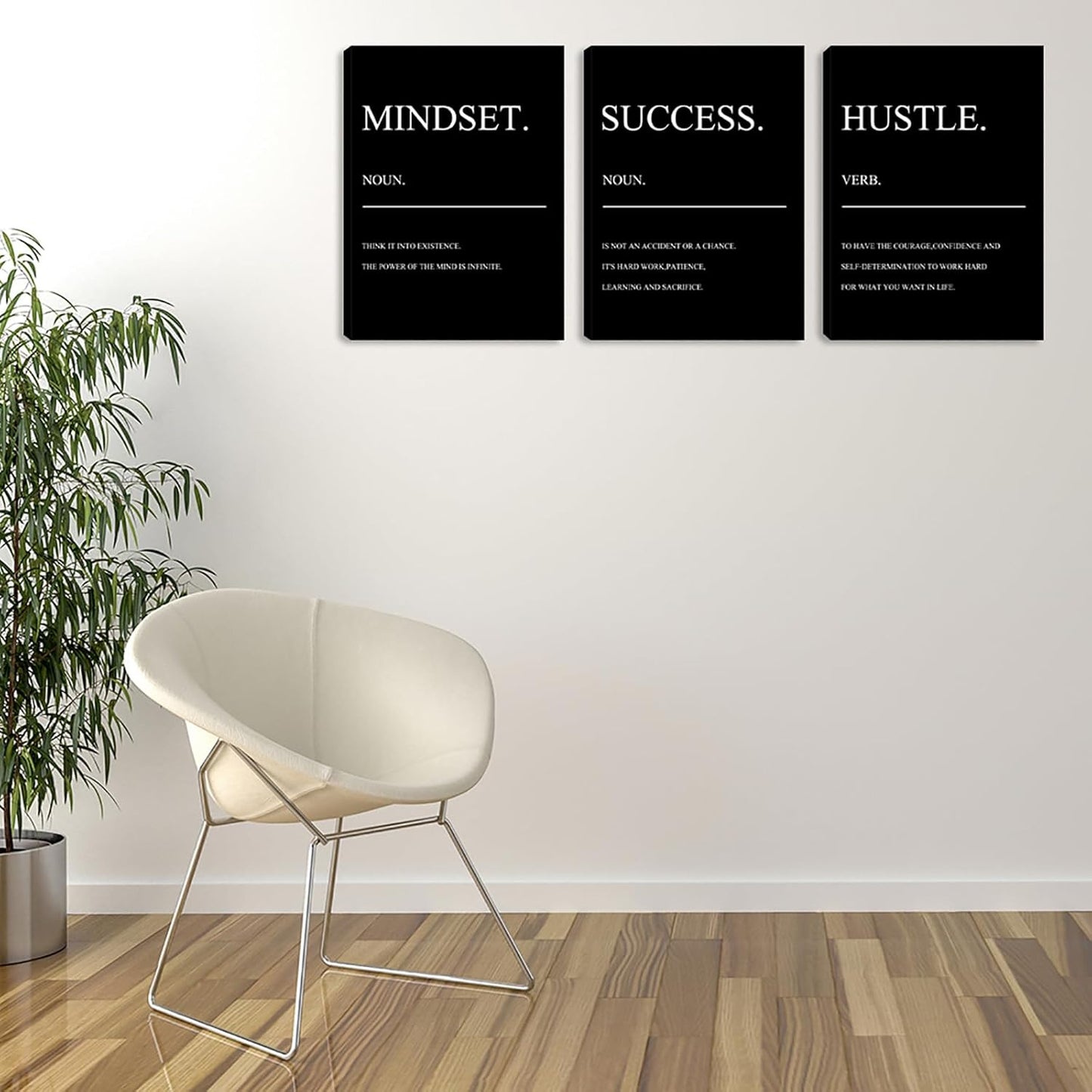 Inspiring Hustle Painting Prints Motivational Black Quotes Success Noun Posters Office Wall Decor Artwork Inspirational Canvas Wall Art Home Living Room Bedroom Framed Artwork (48" Wx24 H)