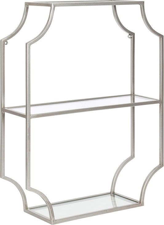 Kate and Laurel Ciel Glam Geometric Wall Shelf, 18 x 24, Silver, Decorative Shelves for Storage and Display