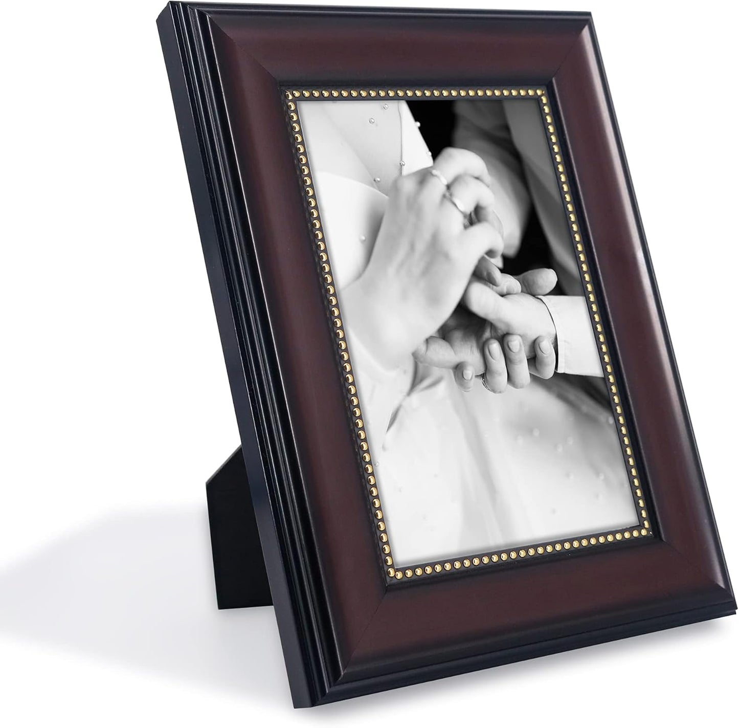 GraduationMall 4x6 Picture Frames, Real Glass, Display Photos for Wall or Tabletop, Mahogany with Gold Beads, 2-Pack
