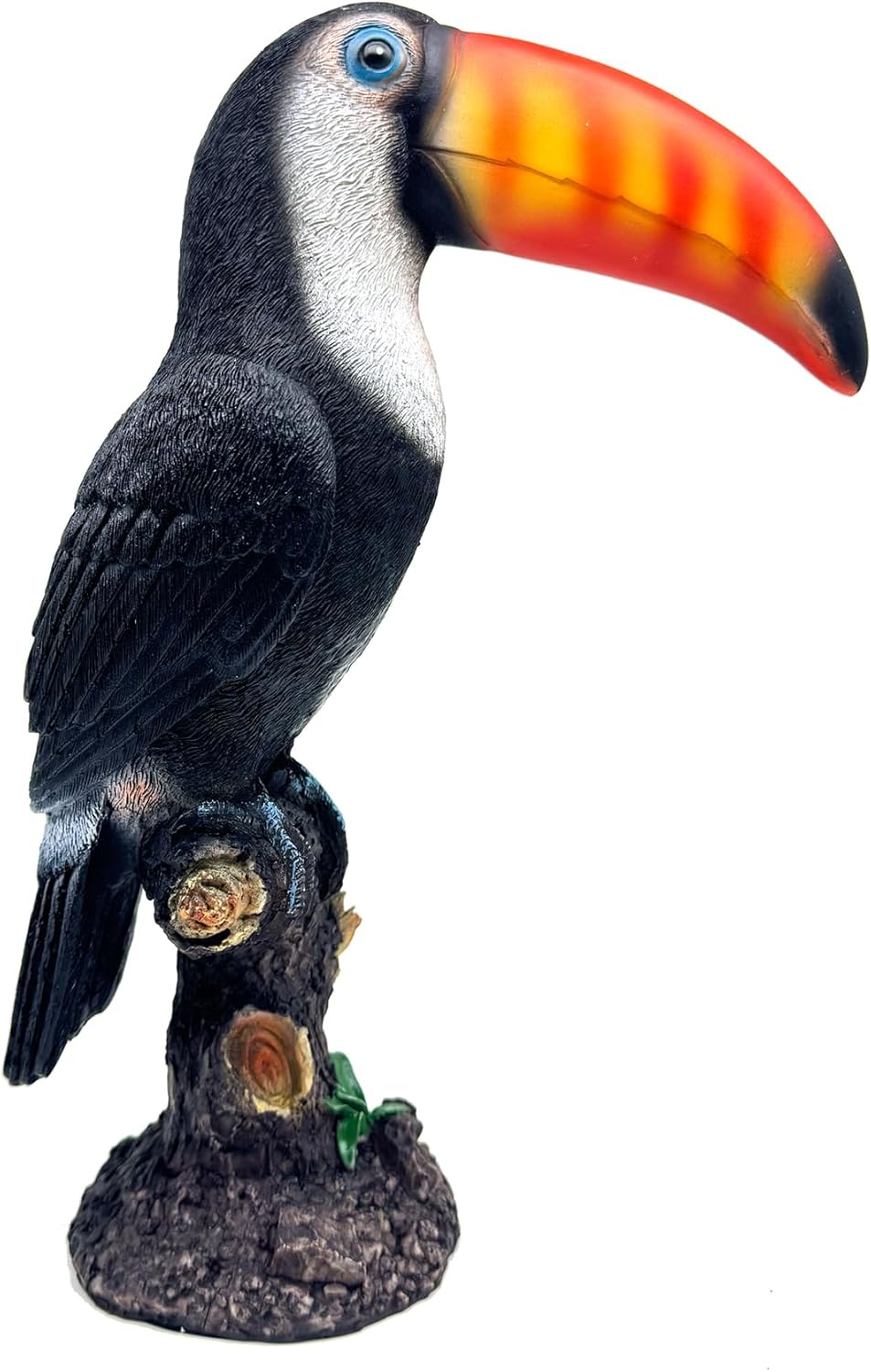 FUNSXBUG 11.6 Inch Toucan Bird on Stump Statue Figurines Sculpture Collectibles Home Office Desktop Outdoor Garden Yard Display Decoration