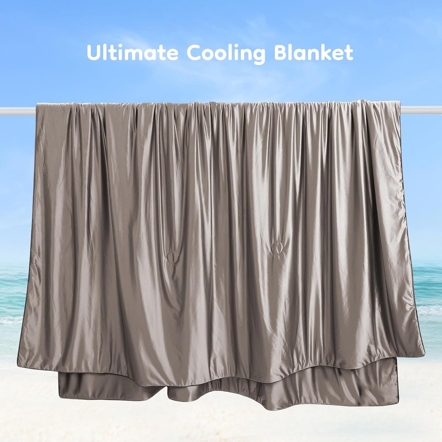 Cooling Blanket Throw Summer Comforter for Hot Sleepers, Silky-Soft & Cool Fiber, All-Season Comfort, Double-Sided Cold Blanket for Night Sweats, 53" x 79" Fits 2 on Couch, Taupe