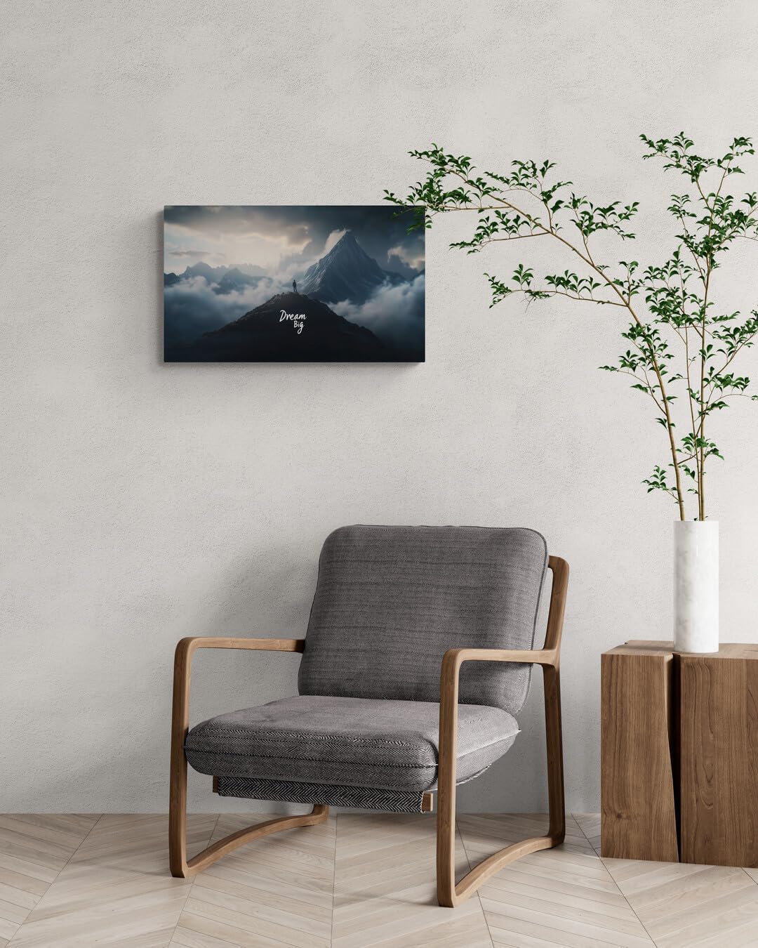 GoForArt Dream Big Motivational Canvas Wall Art, Inspirational Famous Quote Bedroom Living Room Decor, Positive Modern Landscape Mountain Office Dorm Room Poster Print (Dream Big04, 12''x20'')