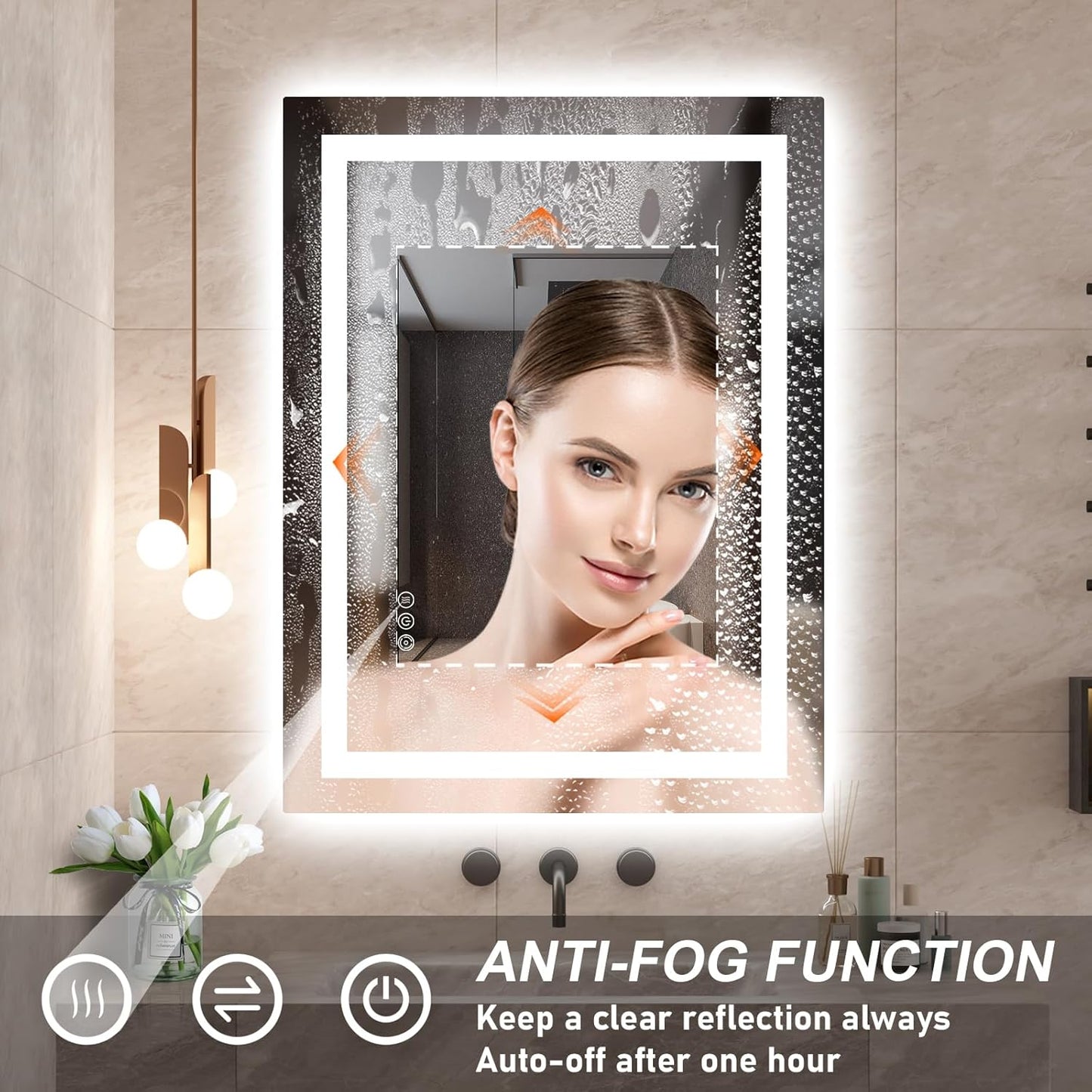 LED Mirror for Bathroom 24x32 Lighted Bathroom Vanity Mirrors with Lights, Brighter Frontlit and Backlit Anti-Fog Mirror, Tempered Glass, Dimmable 3 Colors Light Modes, Memory Function