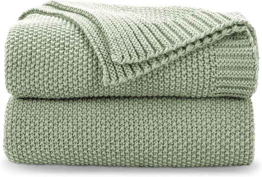 CozeCube Sage Green Throw Blanket for Couch, Soft Cozy Cable Knit Throw for Bed Sofa Living Room, Lightweight Warm Decorative Farmhouse Christmas Blanket, 50"x60", Sage Green