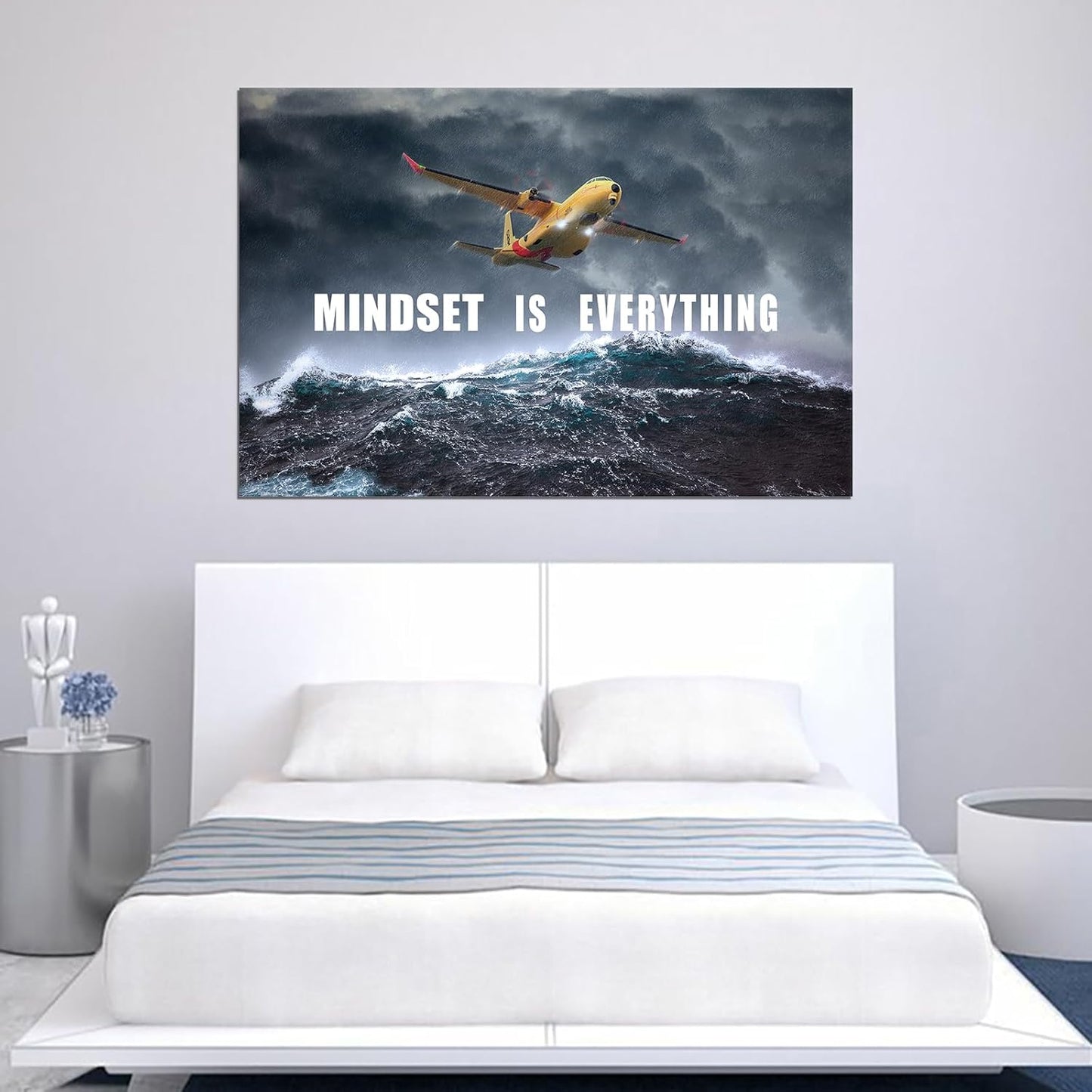 GoForArt Dream Big Motivational Canvas Wall Art, Inspirational Famous Quote Bedroom Living Room Decor, Positive Modern Landscape Mountain Office Dorm Room Poster Print (Airplane, 24.00" x 36.00")
