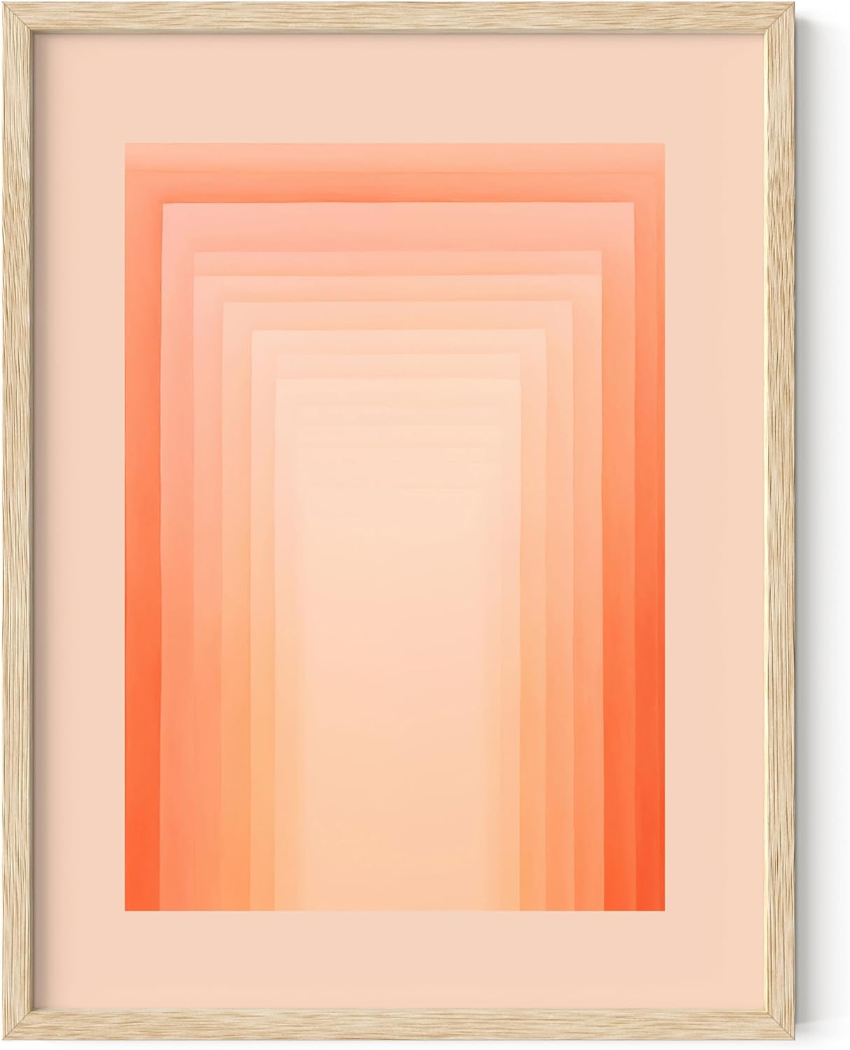 HAUS AND HUES Colorful Abstract Wall Art - Minimalist Retro Picture for Living Room Decor, Red and Pink Modern Wall Art Painting (Pink Geometric, Beige Frame, 12x16)