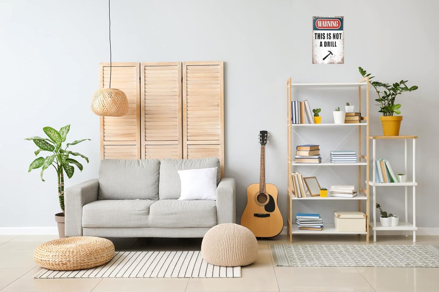 Funny Metal Tin Sign Decor Warning Sign Man Cave Garage Rustic Wood Decor This is Not A Drill Hammer Home Room Vintage Wall Poster Art Gift 8x12 in