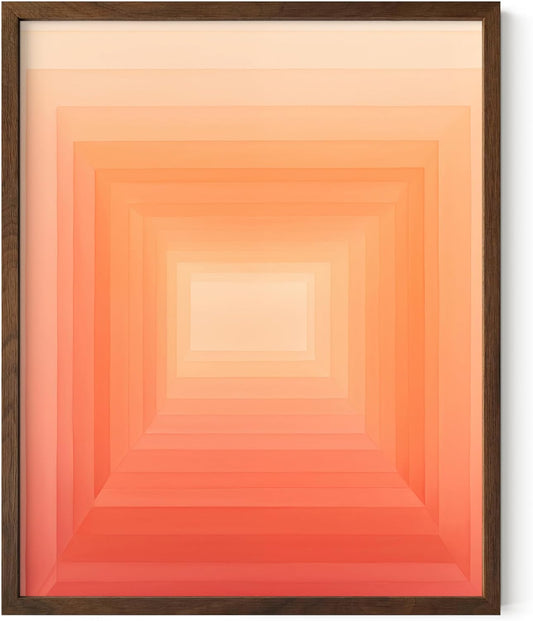 HAUS AND HUES Colorful Abstract Wall Art - Minimalist Retro Picture for Living Room Decor, Red and Pink Modern Wall Art Painting (Pink Geometric 2, Walnut Frame, 8x10)