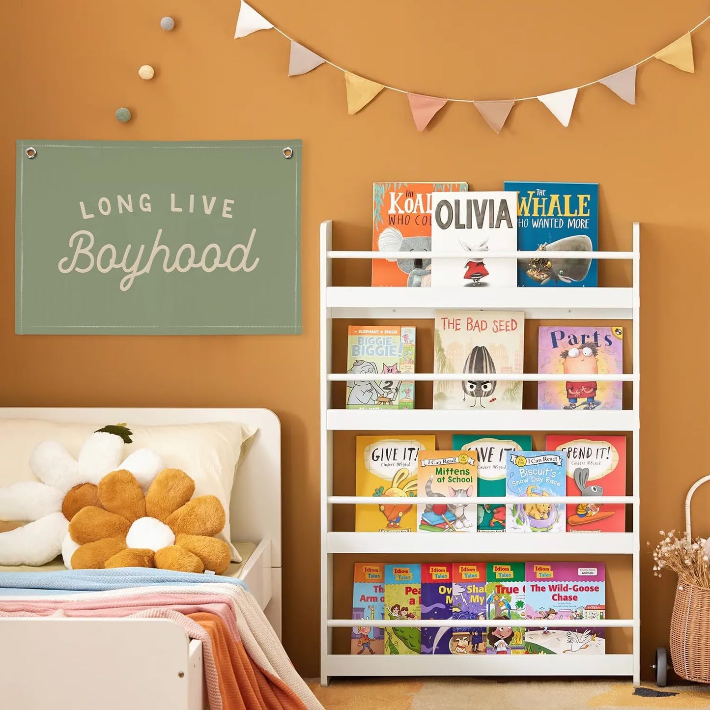 Long Live Boyhood Boys Room Decor, Sage Green Nursery Playroom Toddler Boy Linen Canvas Banner Wall Hanging Flag Baby Little Boy Kids Teen Room Bedroom Decorations, 30x20 Inch