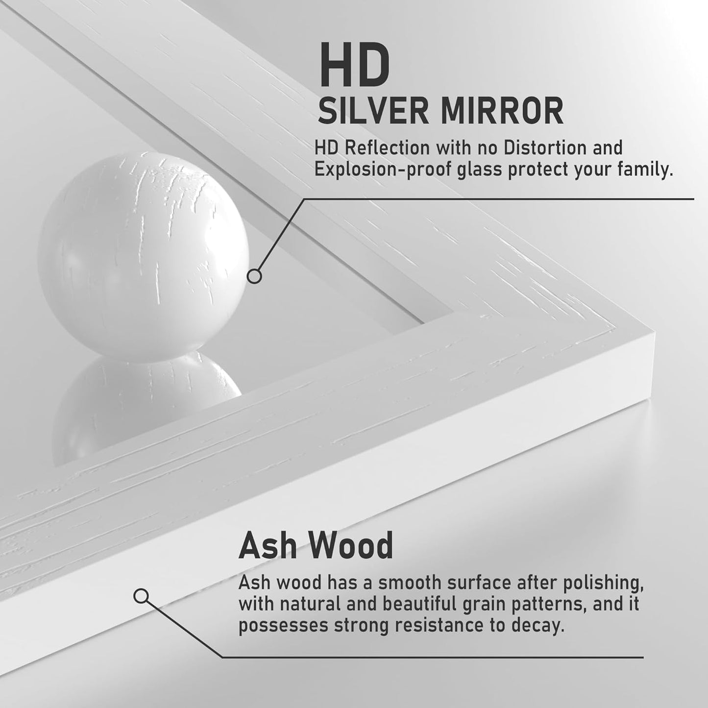 Farmhouse Mirror for Bathroom, White Rustic Vanity Mirror Wood Framed Decrative Mirrors, Barn Door Style Decor Entryway Bedroom 22x30INCH Horizontal