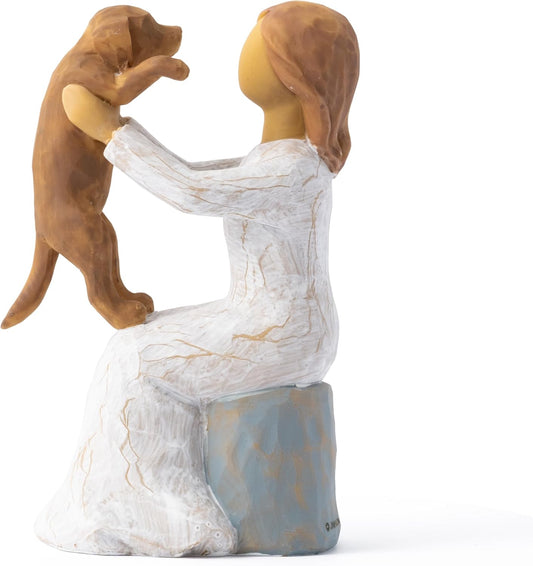 Love My Dog Figurines Statue - Dog with Angel Hand-Painted Sculpted Statue Table Topper Decor for Pet Lover Home Room Office Desktop Christmas Birthday Party Favor Housewarming Friendship Gift