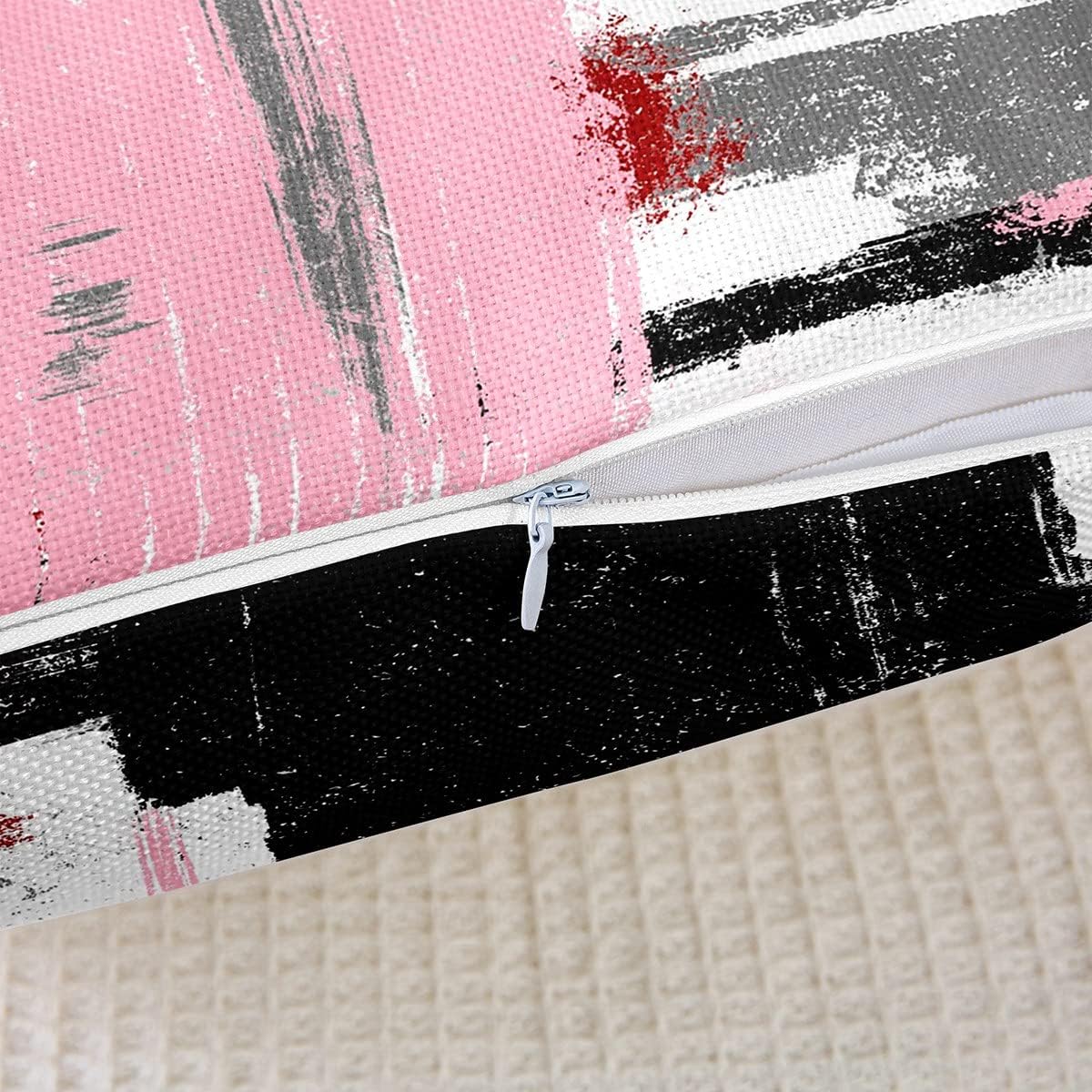 Feelyou Abstract Throw Pillow Covers for Couch Sofa Bed, Set of 2 Modern Abstract Art Decorative Pillows Cushion Covers, Black Red White Pink Pillow Inserts Not Included, 20x20 inch