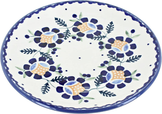 Blue Rose Polish Pottery - Yellow Sunflower Dessert Plate - 7" Diameter - Beautiful Plate for Cake, Appetizers, or Snacks